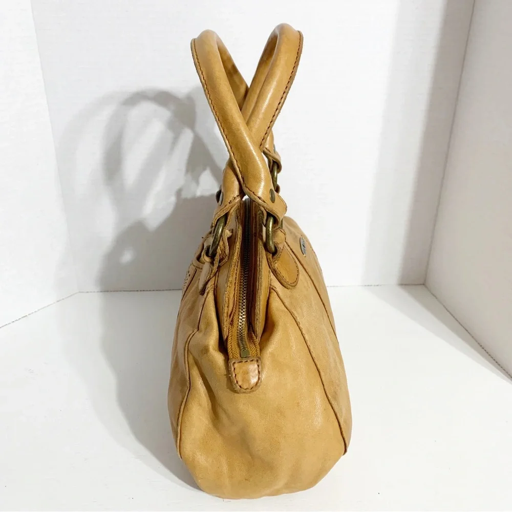 Lucky Brand Sunset Junction Lamb Leather Top Handled Satchel Cutout Front Pocket